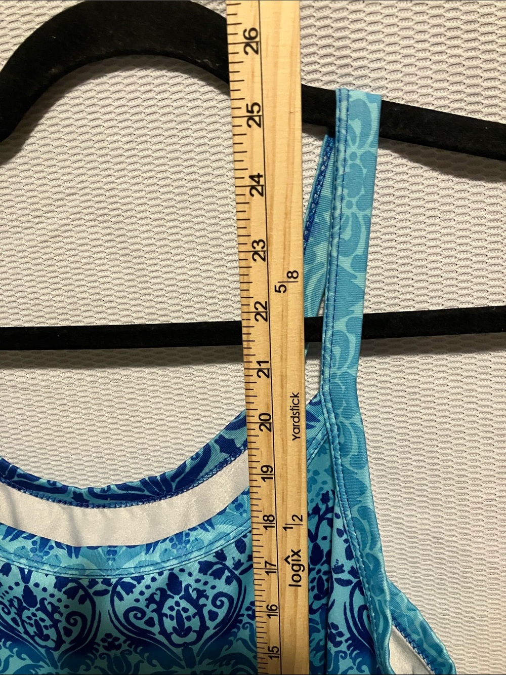 Aqua Blue Patterned Women's Tank Top - Sleeveless Scoop Neck - Picture 6 of 8